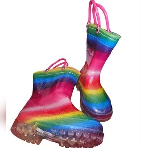 Colorful Rainbow Kids' Light Up Rain Boots